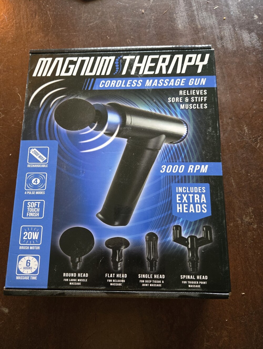 Magnum Cordless Massage Gun in Black and Blue